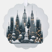 ニューヨークホリデーエレガンス – カスタマイズ可能なクリスマス オーナメントカード (正面)