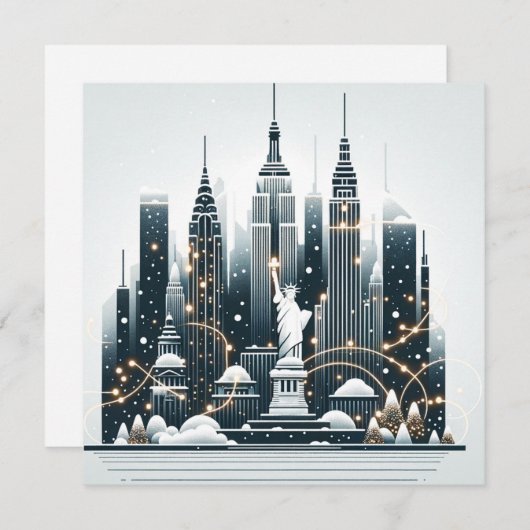 ニューヨークホリデーエレガンス – カスタマイズ可能なクリスマス サンキューカード (正面/裏面)