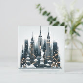 ニューヨークホリデーエレガンス – カスタマイズ可能なクリスマス サンキューカード (スタンド正面)