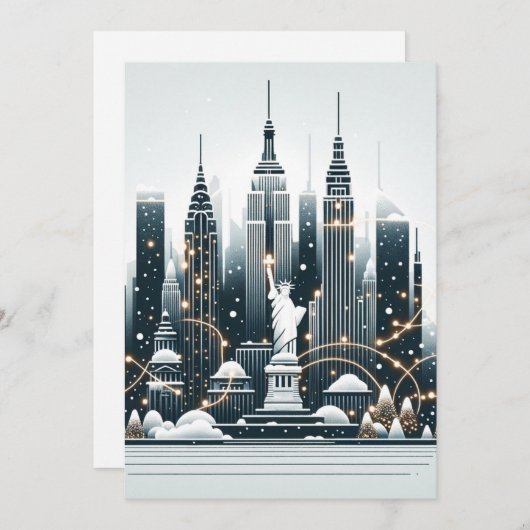 ニューヨークホリデーエレガンス – カスタマイズ可能なクリスマス シーズンカード (正面/裏面)