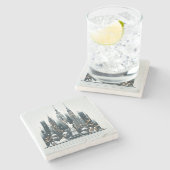 ニューヨークホリデーエレガンス – カスタマイズ可能なクリスマス ストーンコースター (横)