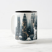 ニューヨークホリデーエレガンス – カスタマイズ可能なクリスマス ツートーンマグカップ (正面左)