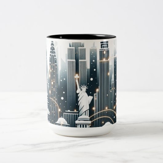 ニューヨークホリデーエレガンス – カスタマイズ可能なクリスマス ツートーンマグカップ (中央)