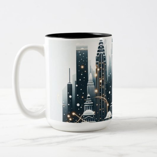 ニューヨークホリデーエレガンス – カスタマイズ可能なクリスマス ツートーンマグカップ (左)