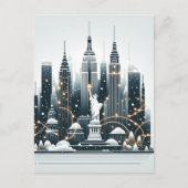 ニューヨークホリデーエレガンス – カスタマイズ可能なクリスマス ポストカード (正面)