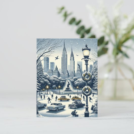 ニューヨークホリデーエレガンス – カスタマイズ可能なクリスマス 招待状 (スタンド正面)