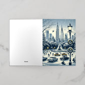 ニューヨークホリデーエレガンス – カスタマイズ可能なクリスマス 箔シーズンカード (外側レイダウン)