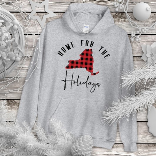 ニューヨークホリデーバッファロープリッドホーム州フード付きスウェットシャツ パーカ