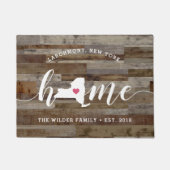 ニューヨークホーム州パーソナライズされたウッドルック ドアマット (正面)