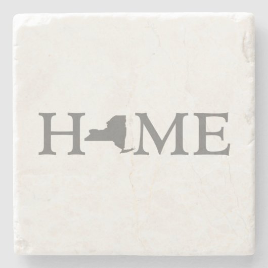 ニューヨークホーム州マップ型文字ワードアート ストーンコースター (正面)