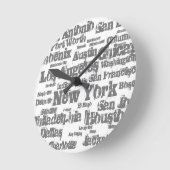 ニューヨークロサンゼルスシカゴUSAシティズホワイト ラウンド壁時計 (傾斜)