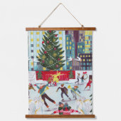 ニューヨークロックフェラーセンタークリスマススケートで滑るタップ 吊り下げ型タペストリー (正面)