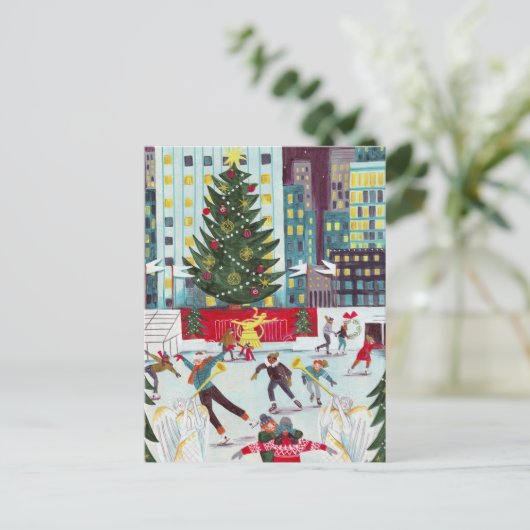 ニューヨークロックフェラーセンタークリスマススケートで滑るホール シーズンポストカード (スタンド正面)