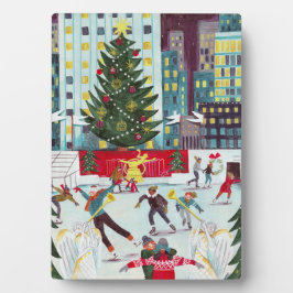 ニューヨークロックフェラーセンタークリスマススケートで滑るポスト フォトプラーク