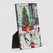 ニューヨークロックフェラーセンタークリスマススケートで滑るポスト フォトプラーク (側面)