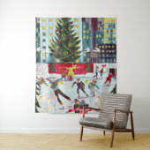 ニューヨークロックフェラーセンタークリスマススケートで滑る タペストリー (インサイチュ)