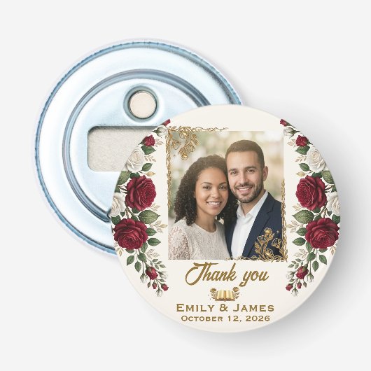 ニューヨークローズの写真を使った結婚式のボトルオープナー 栓抜き (正面)