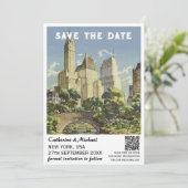 ニューヨークヴィンテージウェディングトラベルQRコード セーブザデート (スタンド正面)