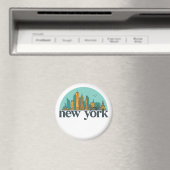 ニューヨークヴィンテージレトロシティスカイラインシティスケープアート マグネット (インサイチュ (食洗機))