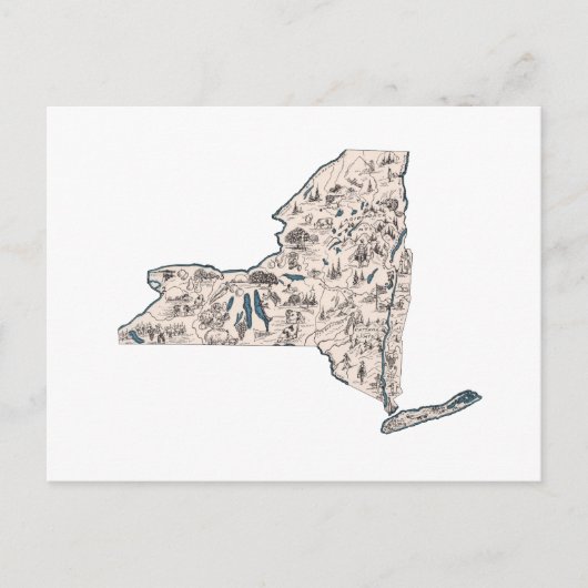 ニューヨークヴィンテージ写真マップアンティーク州グラフ ポストカード (正面)