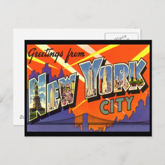 ニューヨークヴィンテージ挨拶はがき ポストカード (正面/裏面)
