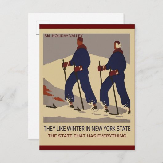 ニューヨークヴィンテージ旅行ポスタースキー ポストカード (正面/裏面)