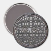 ニューヨーク下水道の覆いとアスファルト舗装の写真 マグネット (正面/裏面)