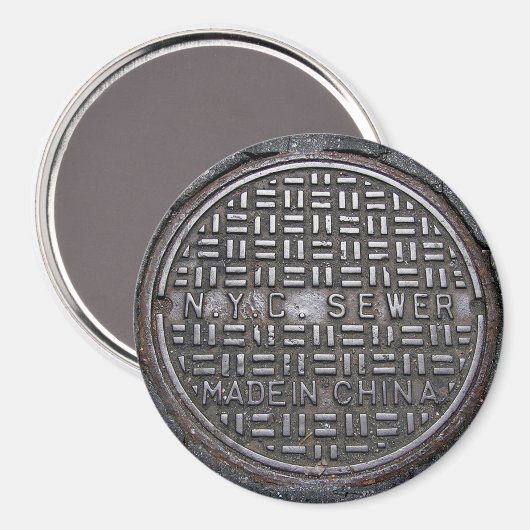 ニューヨーク下水道の覆いとアスファルト舗装の写真 マグネット (正面/裏面)