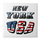 ニューヨーク写真と米国国旗の文字 タイル (正面)
