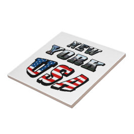 ニューヨーク写真と米国国旗の文字 タイル