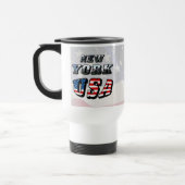 ニューヨーク写真と米国国旗の文字 トラベルマグ (左)