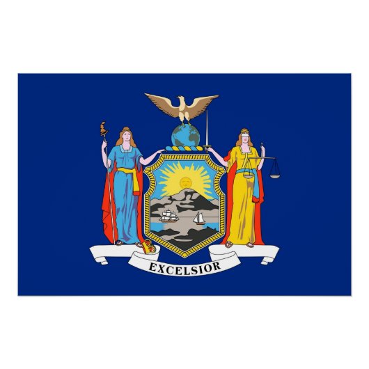 ニューヨーク国旗を掲げた愛国的な壁のポスター ポスター (正面)