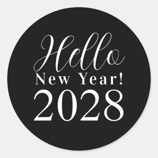 ニューヨーク大晦日クラシック　ブラック＆ホワイト ラウンドシール (正面)