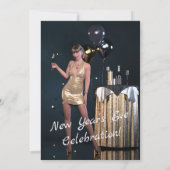 ニューヨーク大晦日パーティーの女の子 - グリッターのドレス 招待状 (裏面)