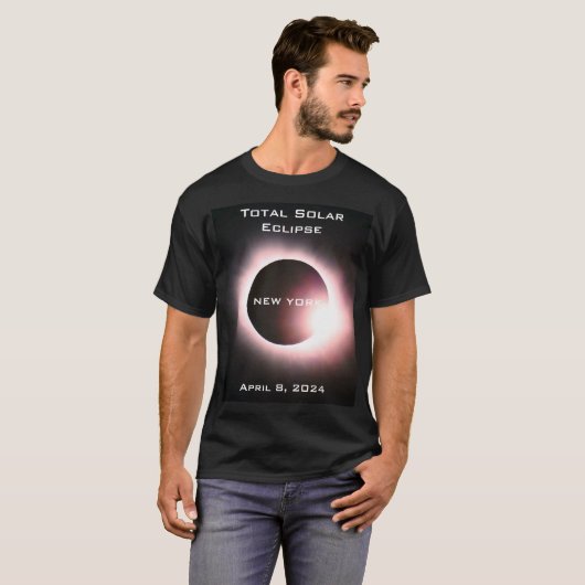 ニューヨーク太陽の皆既食2024年4月8日 Tシャツ (正面フル)