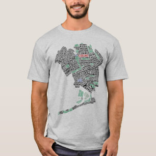 ニューヨーク女王のタイポグラフィの地図のTシャツ Tシャツ