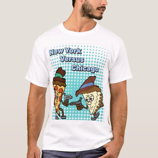 ニューヨーク対シカゴピザ戦争 Tシャツ (正面)