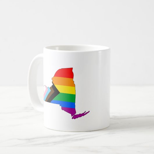 ニューヨーク州のプライドLGBTQプログレスプライド コーヒーマグカップ (正面左)