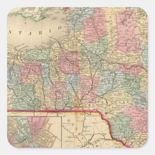 ニューヨーク州の地図バイミッチェル スクエアシール (正面)