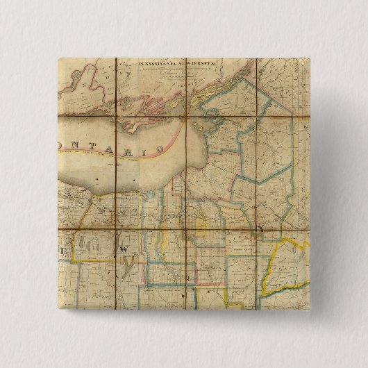 ニューヨーク州の地図 缶バッジ (正面)