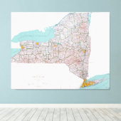 ニューヨーク州の地図（1976年） キャンバスプリント (インサイチュ (ウッドフロア))