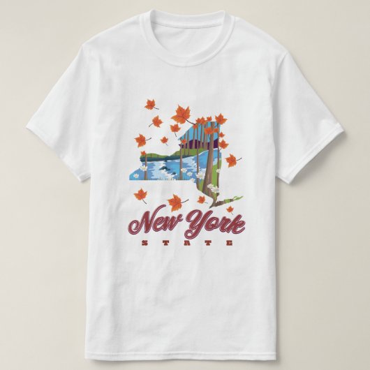 ニューヨーク州の旅行ポスター Tシャツ (デザイン正面)