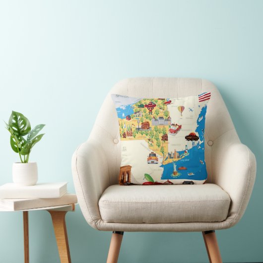 ニューヨーク州の漫画の地図 クッション (椅子)