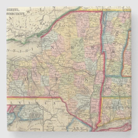 ニューヨーク州の郡地図 ストーンコースター (正面)