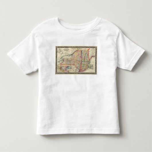 ニューヨーク州の郡地図 トドラーTシャツ (正面)