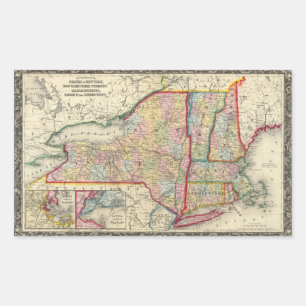ニューヨーク州の郡地図 長方形シール