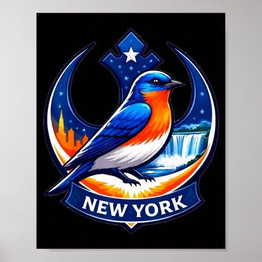 ニューヨーク州の鳥 耐性 ブルーバード NY 抵抗 ポスター (正面)
