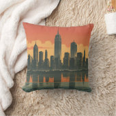 ニューヨーク州オブマインド – レトロスカイラインスローピロ クッション (ブランケット)