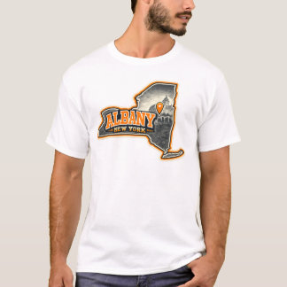 ニューヨーク州オールバニ州の概要地図ラベルデザイン Tシャツ