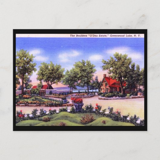 ニューヨーク州グリーンウッド湖オデアエステートヴィンテージ ポストカード (正面)